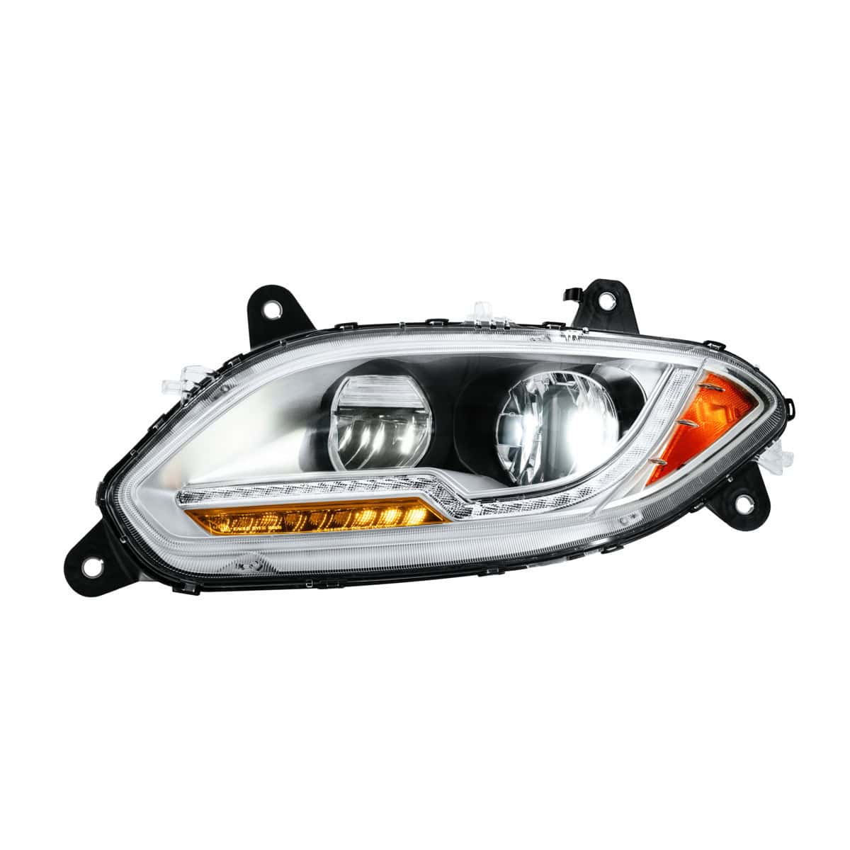 13 LED Chrome Headlight With Dual Color Light Bar For 2018-2026 International LT
