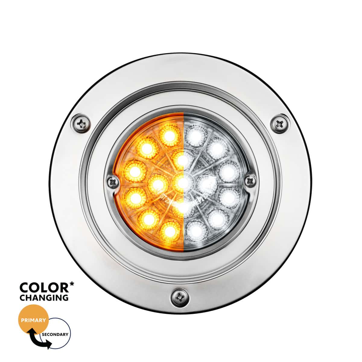 New Arrivals 12 Double Fury 17 LED Dual Function Watermelon Light Sleeper Bunk Kit With 304 SS Bezel-Amber & White LED