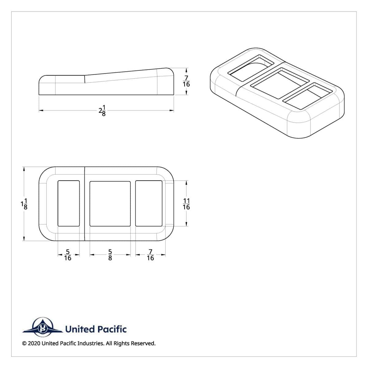 Dimension drawing of International wiper washer switch trim