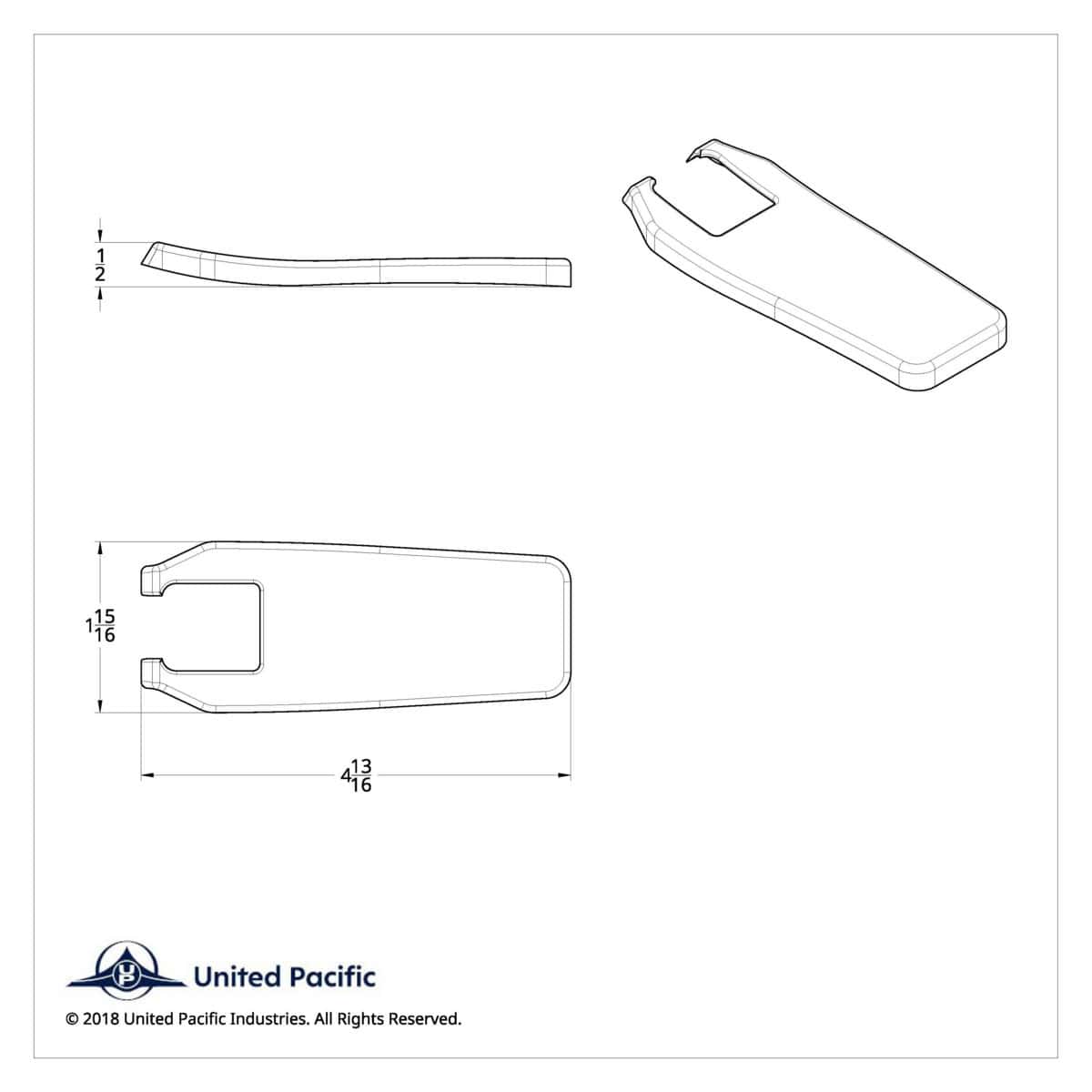 International Hood Latch Handle Cover (Card Of 2) 2 Dimension drawing of International hood latch handle cover