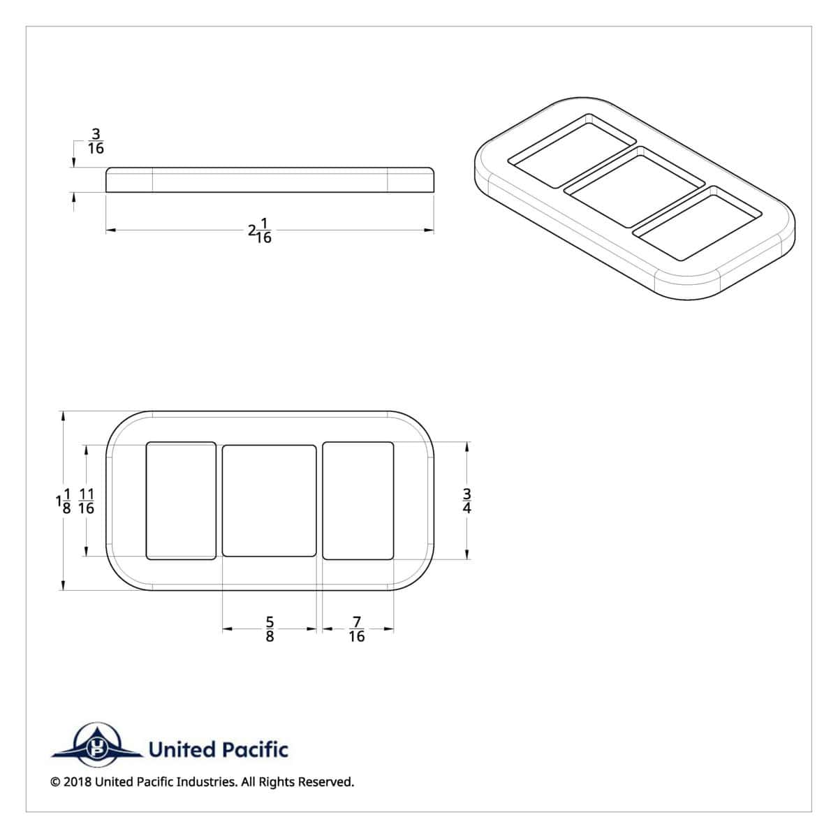 Rocker Switch Cover With 3 Openings For Freightliner (3-Pack)