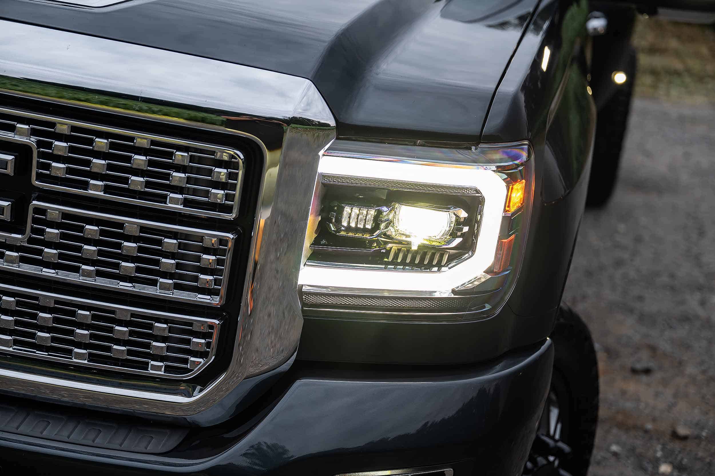 Gmc Sierra Morimoto Xb Evo Led Headlights – 2014–2018 1500 / 2015–2019 Hd (Pair) 13 XB Evo GMC Sierra LED headlight and white DRL detail