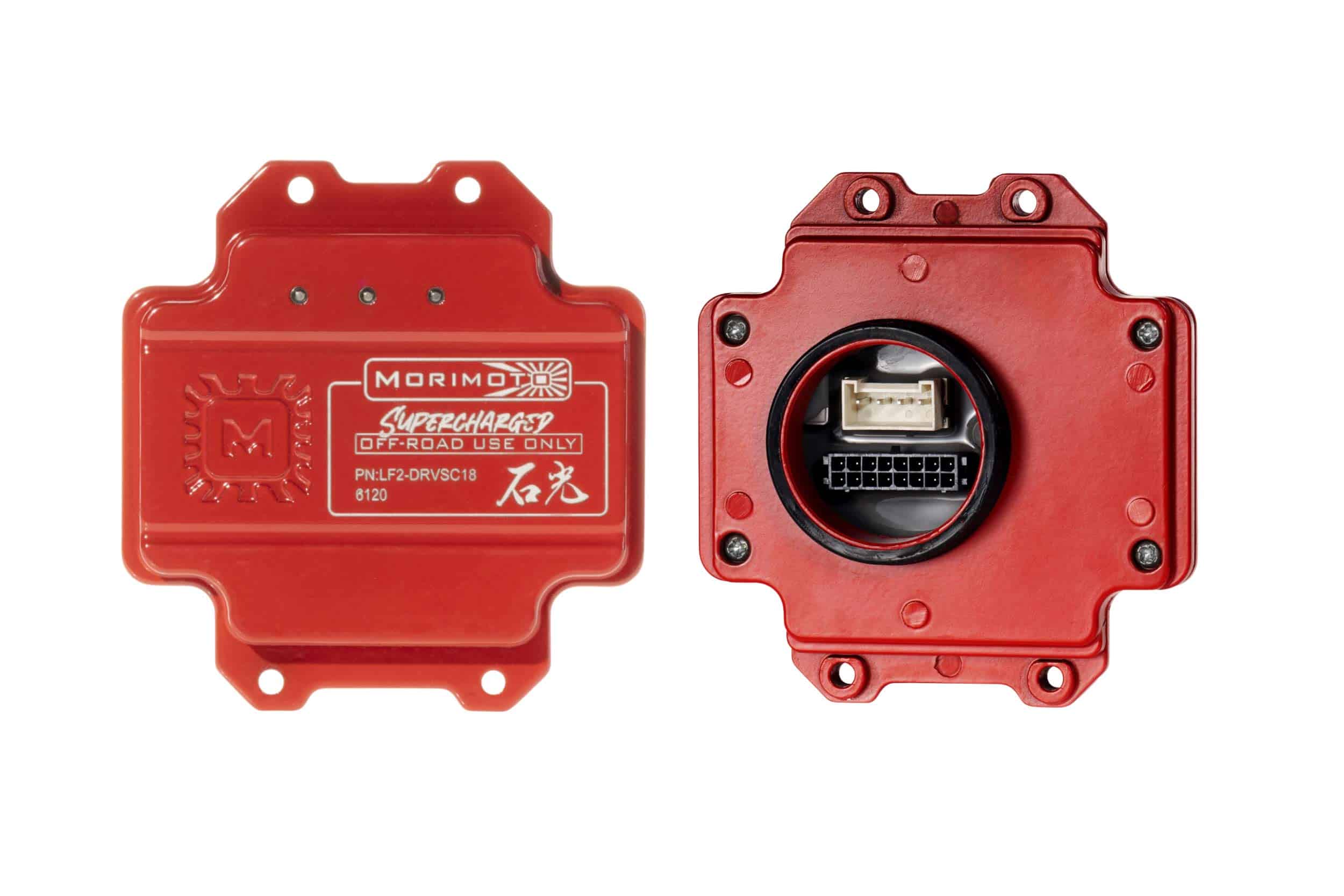 Morimoto Lf2-Drvsc18 Supercharged Drivers For 2021–2023 F-150 / Raptor Xb Evo Headlights (Pair) 2 Morimoto LF2-DRVSC18: driver front and connector views