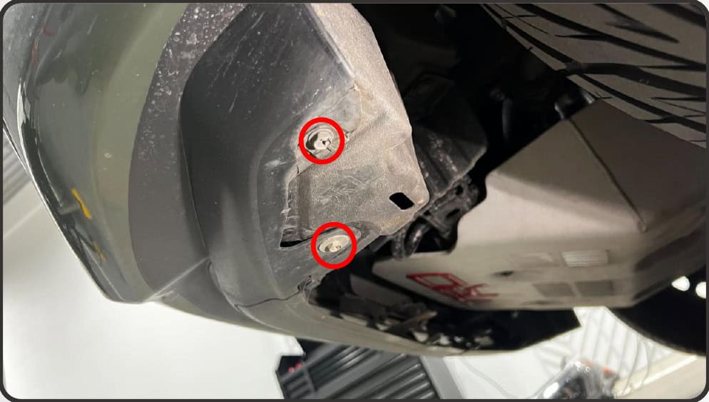 2014–2024 Toyota 4Runner Xb Evo &Amp; Evo Hybrid Installation Guide 7 Remove the two lower bumper screws shown.