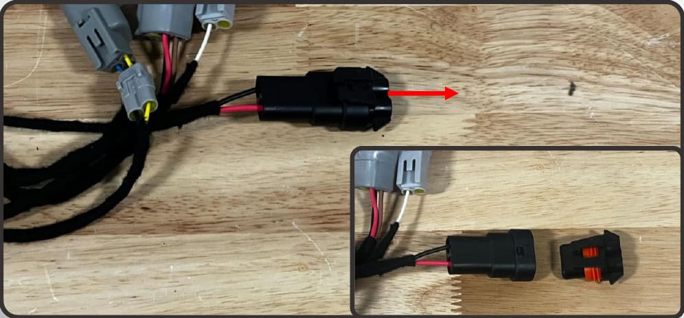 2014–2024 Toyota 4Runner Xb Evo &Amp; Evo Hybrid Installation Guide 37 Factory LED low / halogen high: remove the adapter cap and connect all four vehicle plugs.