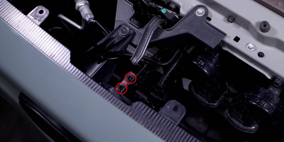 2014–2024 Toyota 4Runner Form Headlight Installation Guide 6 Remove the two sensor bolts beneath the hood latch, if fitted.