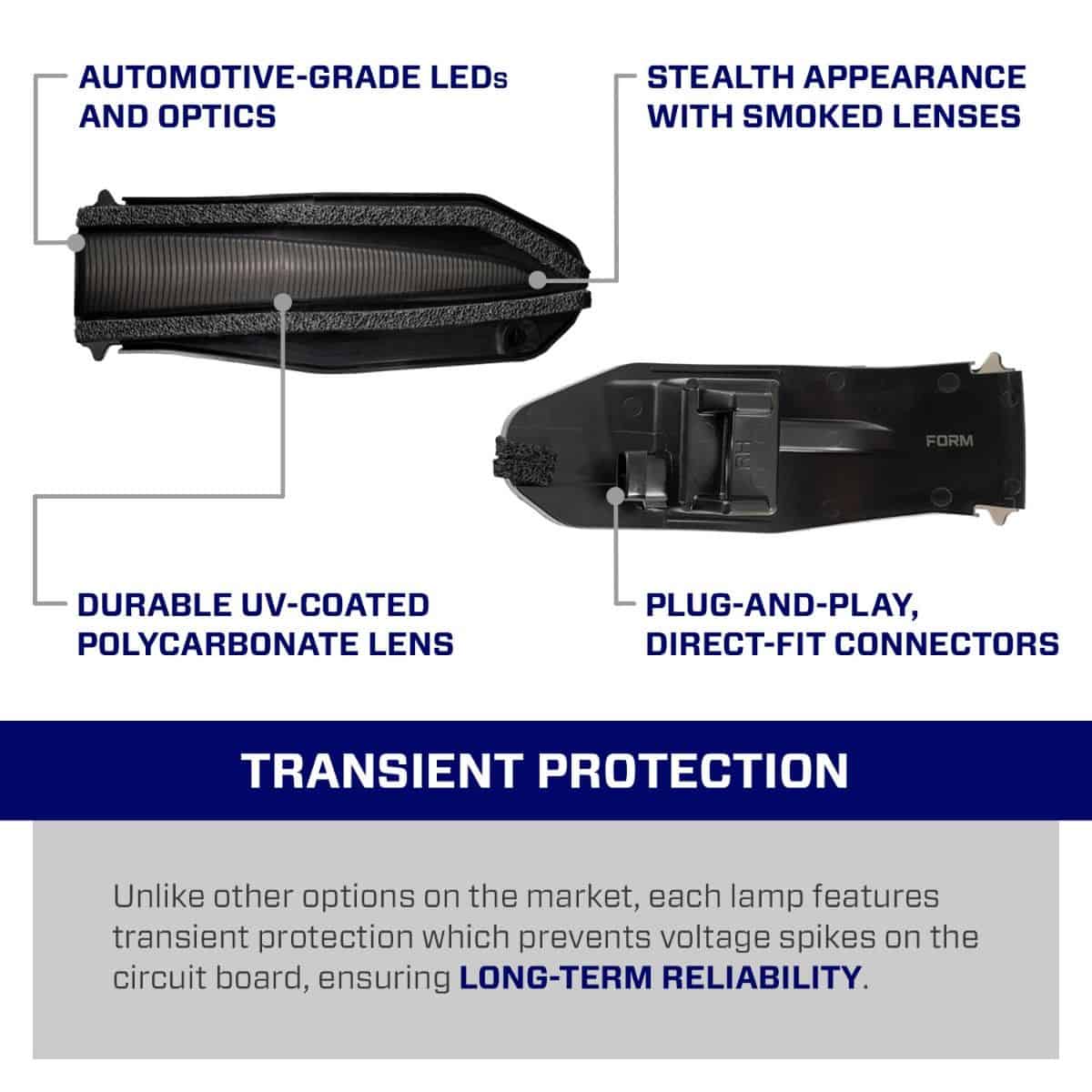Form Sequential Led Mirror Lights For Toyota 4Runner / Rav4 (Pair) 6 FORM FL0029 construction and direct-fit connector features.