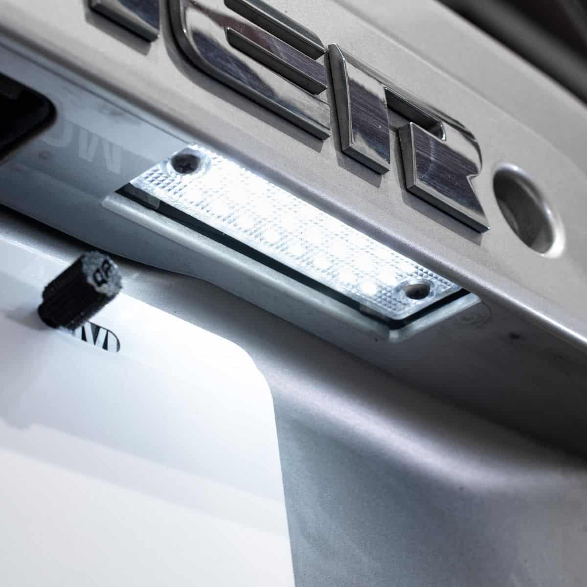 Form Led License Plate Lights For 2014–2024 Toyota 4Runner (Pair) 13 FORM FL0067 license-plate light fitted above a Toyota 4Runner plate.