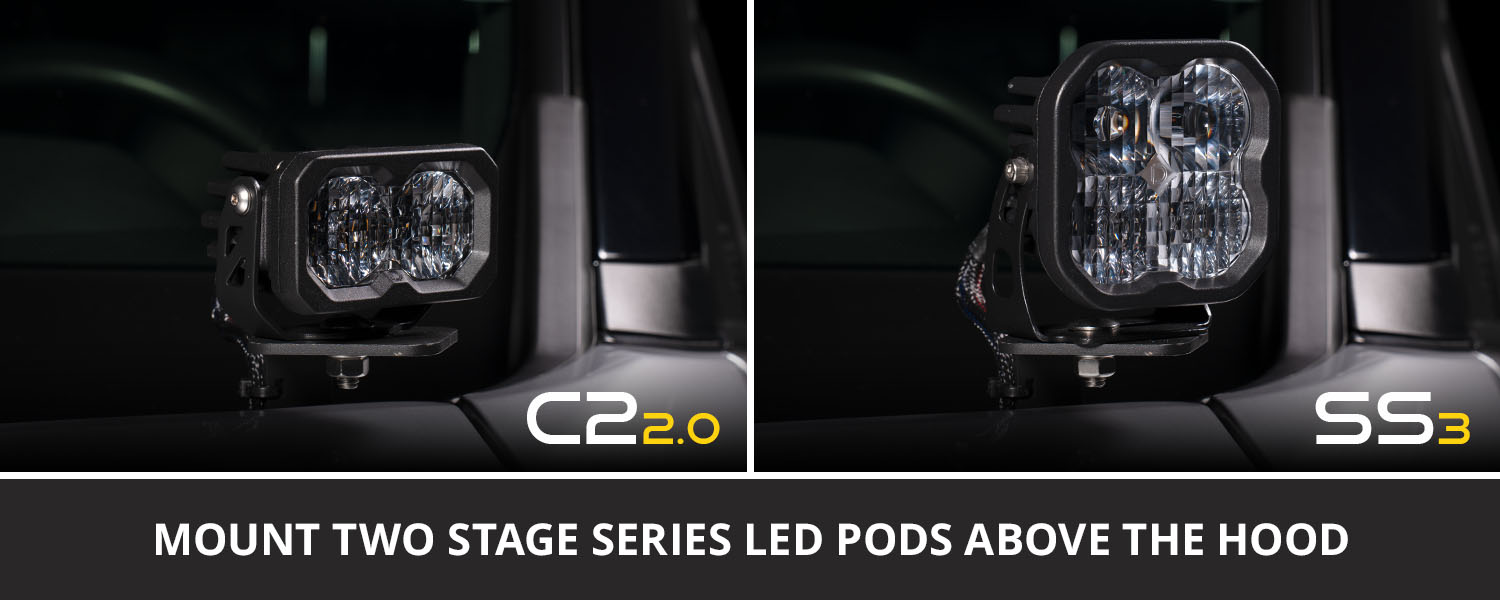 Diode Dynamics C2 2.0 Led Ditch Light Kit For Toyota Rav4 41 C2 2.0 versus SS3 mounting-size comparison. This page supplies the C2 2.0 pair only.