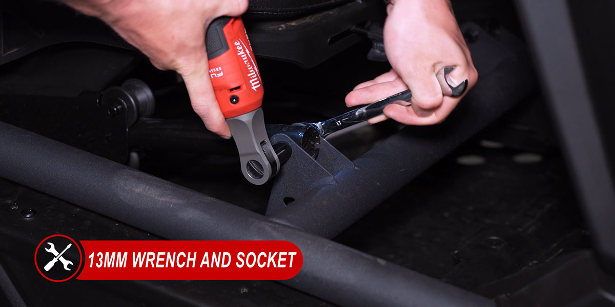 Can-Am Maverick X3 A-Pillar Light Installation Guide 11 Remove the front seat bolts and lift out the seat.