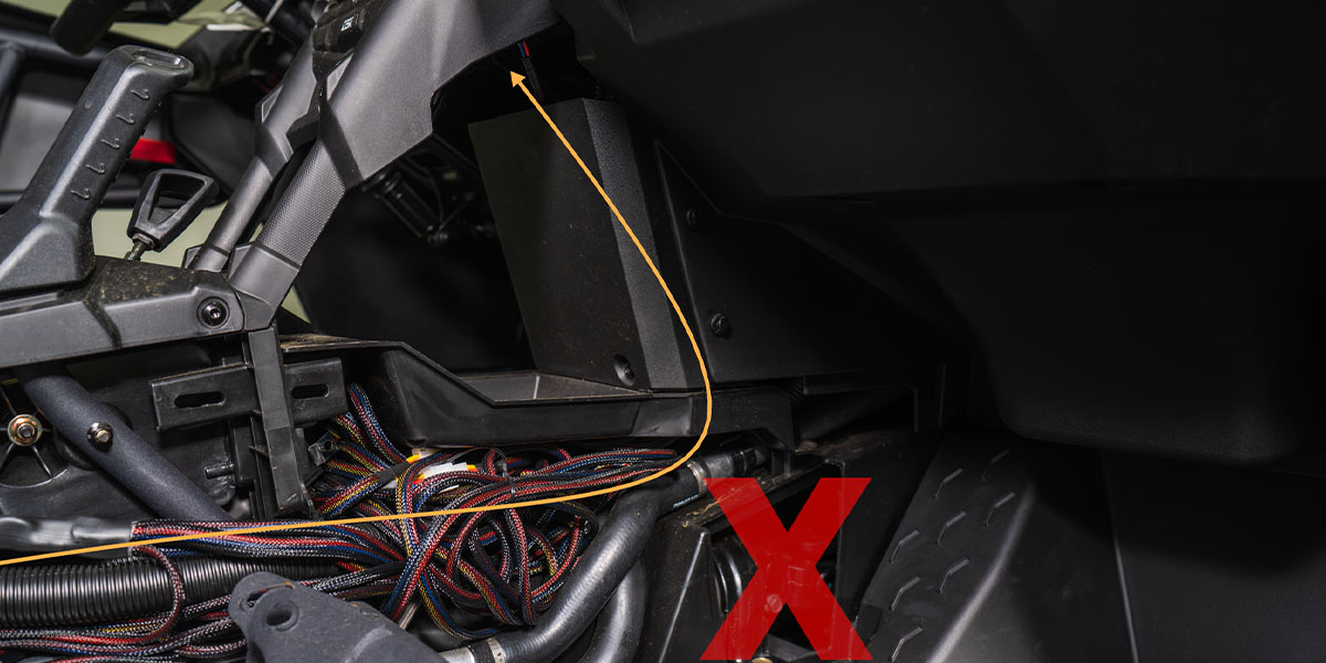 Can-Am Maverick X3 A-Pillar Light Installation Guide 15 Route the DT and switch leads away from moving parts.