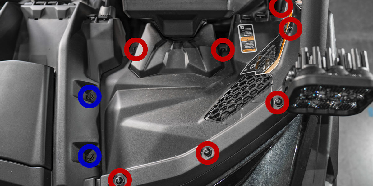 Can-Am Maverick X3 A-Pillar Light Installation Guide 17 Remove the driver-side panel clips and fasteners.