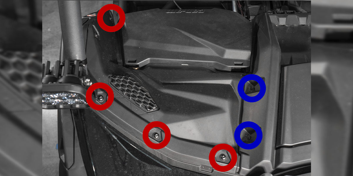 Can-Am Maverick X3 A-Pillar Light Installation Guide 20 Remove the passenger-side panel clips and fasteners.