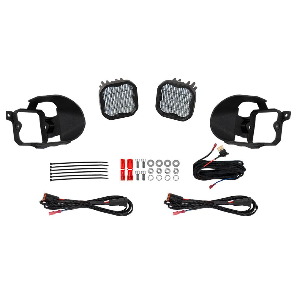 Official DD8977 package photograph: two Dual Color SS3 lamps, brackets, adapters and installation hardware.