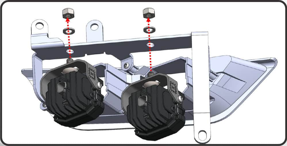 2021–2023 Ford F-150 Morimoto 4Banger Fog Light Installation Guide 4 Morimoto installation illustration: assemble the bezels and pods (2 of 2).
