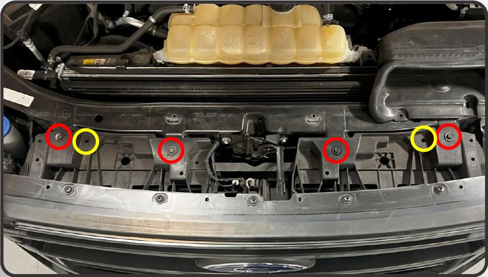 2021–2023 Ford F-150 Morimoto 4Banger Fog Light Installation Guide 6 Morimoto installation illustration: remove the trim and grille (2 of 7).