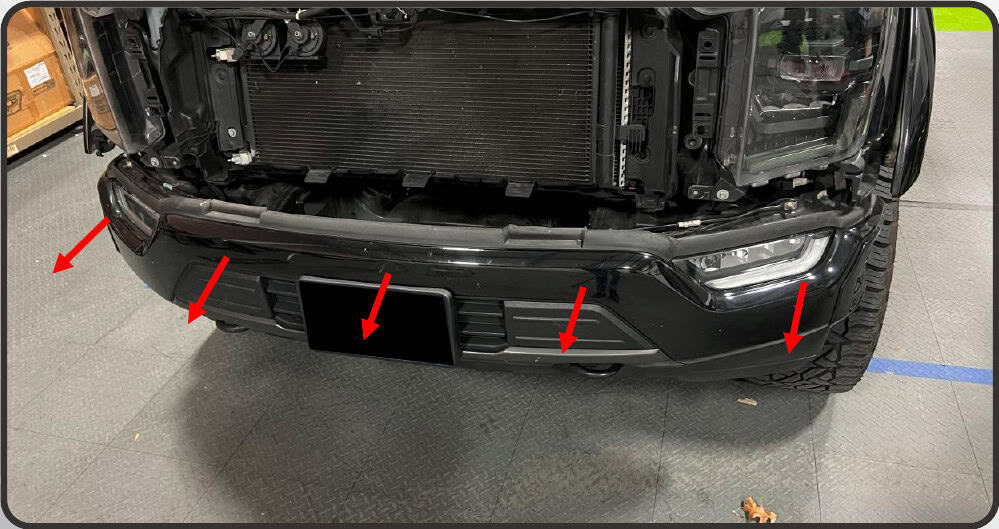 2021–2023 Ford F-150 Morimoto 4Banger Fog Light Installation Guide 16 Morimoto installation illustration: remove the bumper and factory fogs (5 of 10).