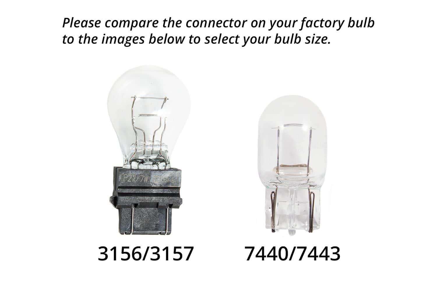F-150 Led Replacement Bulb Installation Guide 1 3157 and 7443 connector comparison from Diode Dynamics.
