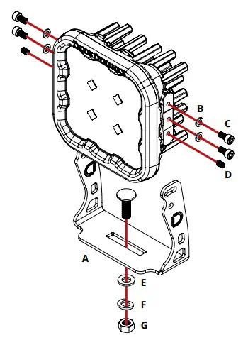 2021–2023 Ford F-150 Two-Pod Ss5 Bumper Installation And Backlight Guide 12 SS5 pod bracket assembly. Match the supplied hardware to the manufacturer’s diagram.