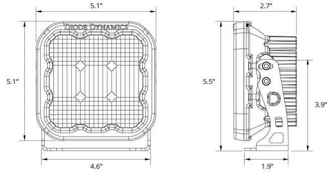 2021–2023 Ford F-150 Two-Pod Ss5 Bumper Installation And Backlight Guide 13 SS5 dimensions for checking clearance at the installed bracket.
