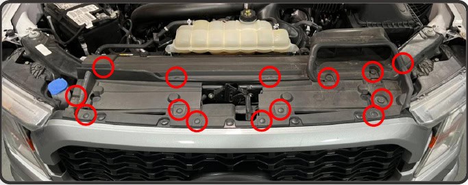 2021–2023 F-150 Morimoto Xb Evo &Amp; Evo Hybrid Installation Guide 7 Fourteen upper-cover clips marked in red