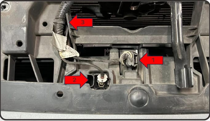 2021–2023 F-150 Morimoto Xb Evo &Amp; Evo Hybrid Installation Guide 9 Active grille motor, camera/washer and harness-clip locations