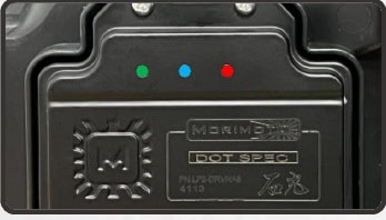 2021–2023 F-150 Morimoto Xb Evo &Amp; Evo Hybrid Installation Guide 33 Driver diagnostic LEDs: Green low beam, Blue high beam, Red fuse tap