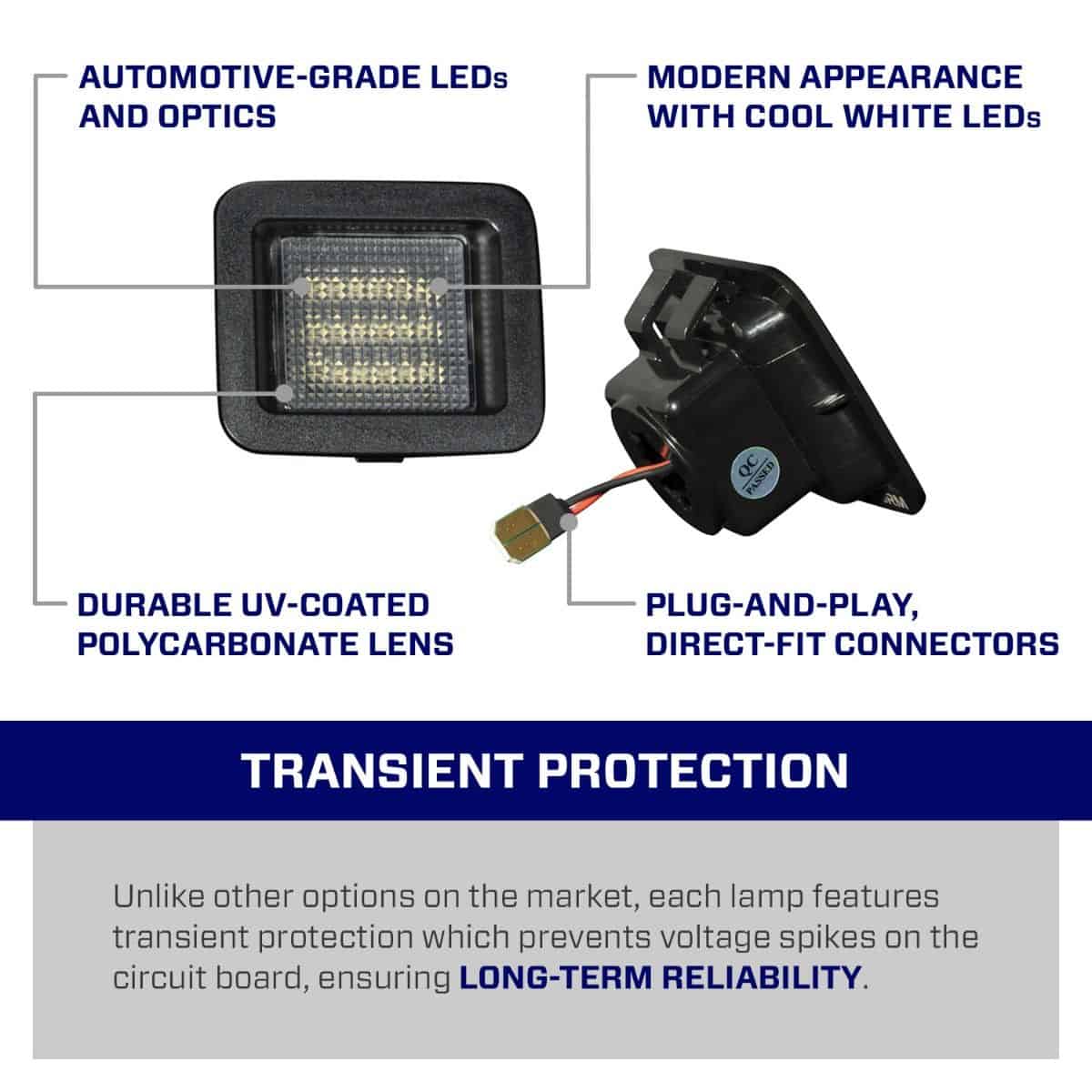 Form Led License Plate Lights For 2015–2023 Ford F-150 (Pair) 7 Manufacturer illustration of the F-150 lamp assembly and connector.