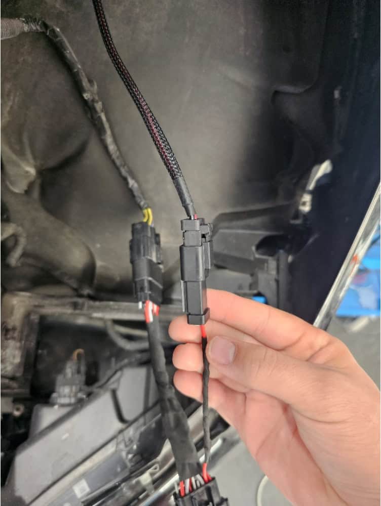 F-150 Elite Headlight Installation Guide | Bts Lighting 14 Elite Max auxiliary harness DT output connected to the projector adapter