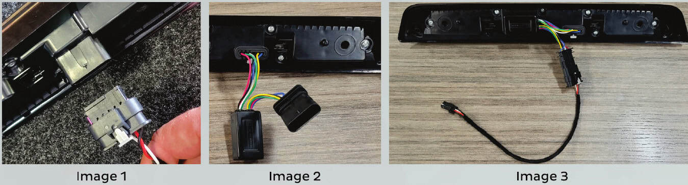 F-150 Morimoto X3B Third Brake-Light Installation Guide 16 Original module sequence: disconnect the harness, insert the module and reconnect.