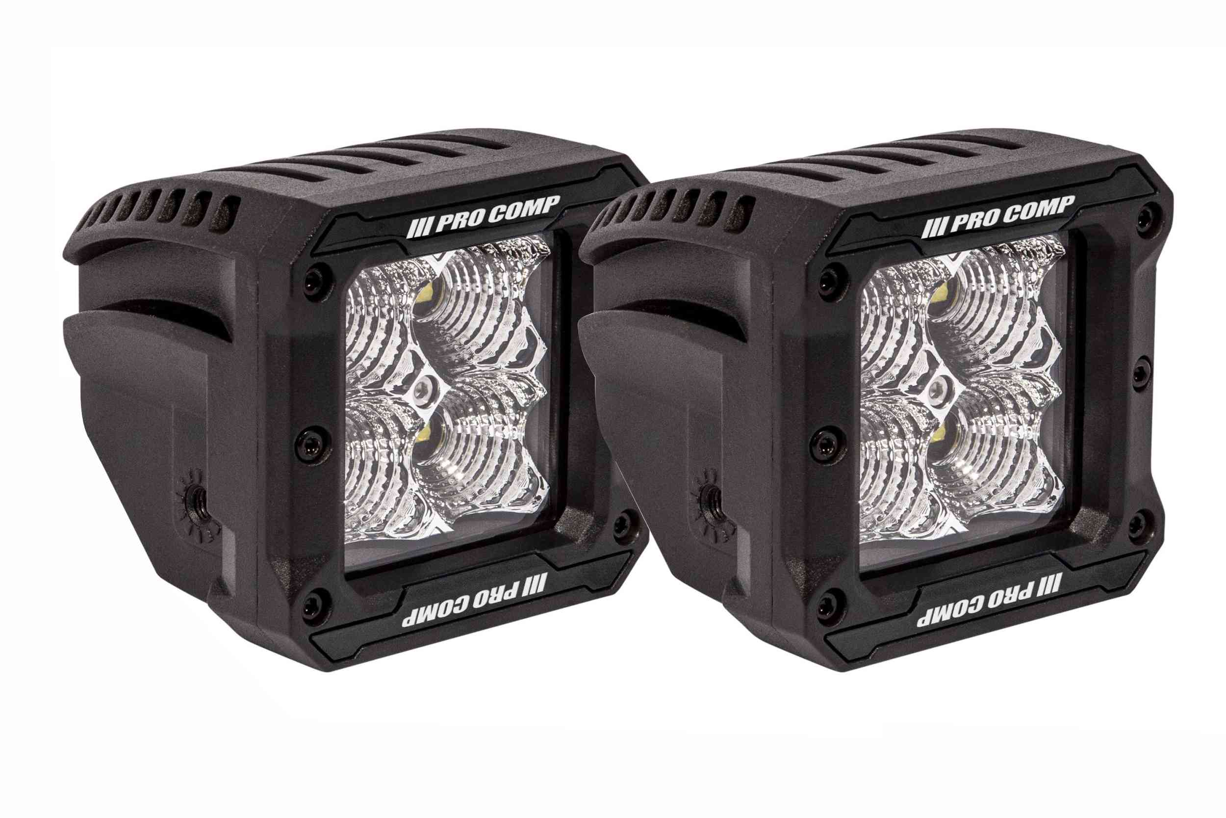 Procomp Gen3 Ditch Light Kit For 2021–2023 Ford F-150 / Raptor 155 ProComp EXP76413P Flood pod pair; component photo, vehicle brackets and harness also included in the complete kit.