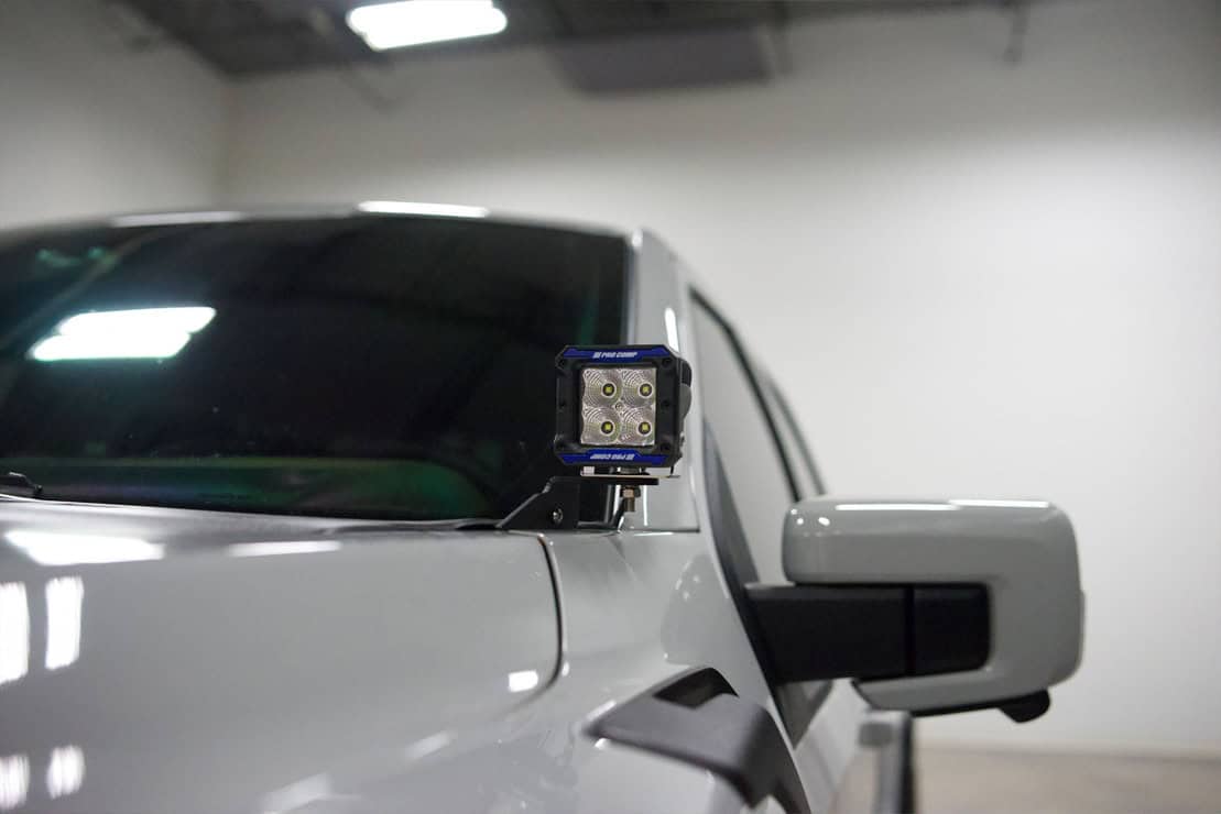 Procomp Gen3 Ditch Light Kit For 2021–2023 Ford F-150 / Raptor 6 ProComp ditch-light mounting position on a Ford F-150.
