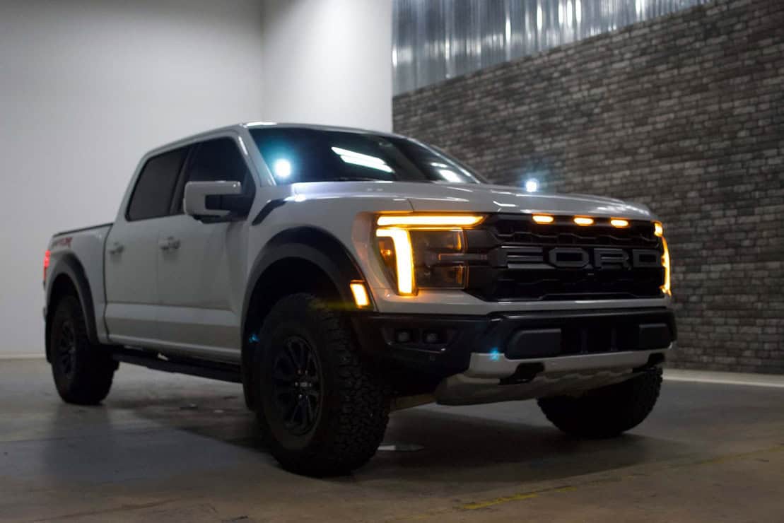 Procomp Gen3 Ditch Light Kit For 2021–2023 Ford F-150 / Raptor 154 Ford F-150 with the ProComp ditch-light system installed.