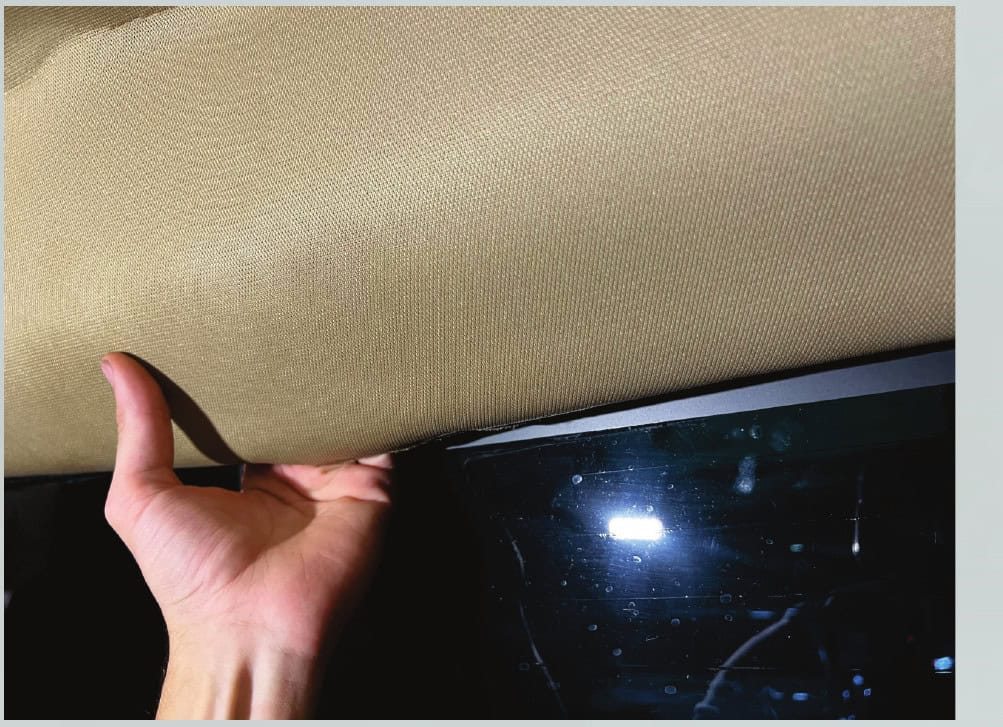 F-150 Morimoto X3B Third Brake-Light Installation Guide 7 Gently access the area above the rear window without creasing the headliner.
