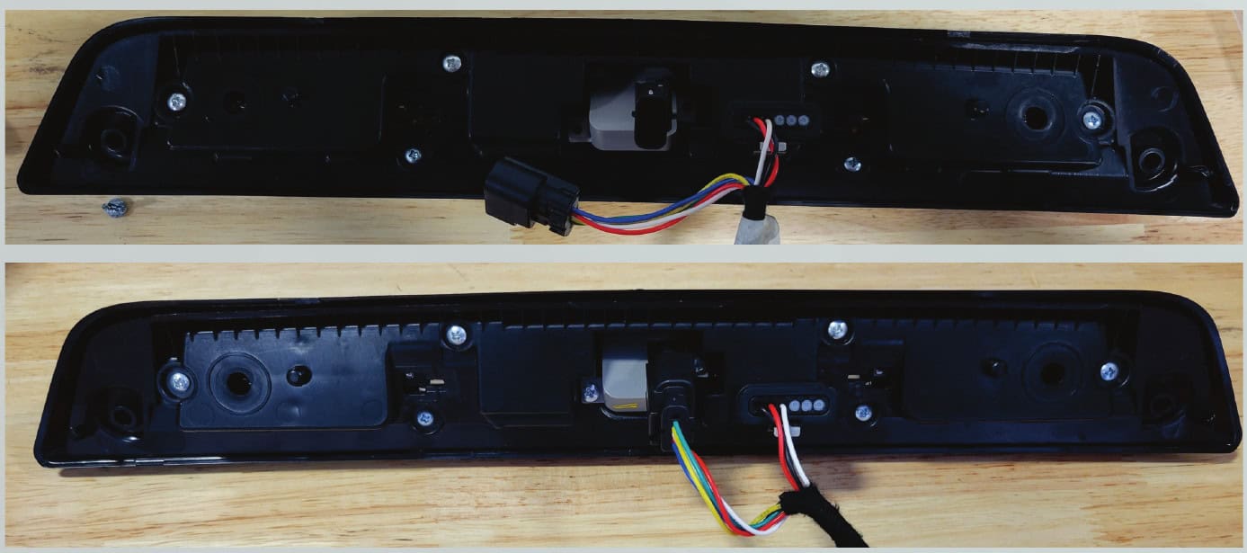 F-150 Morimoto X3B Third Brake-Light Installation Guide 14 Camera cover, screws and connector refitted on the X3B35.
