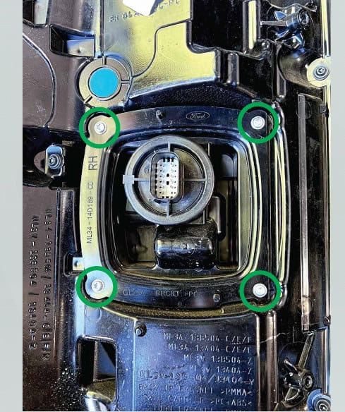 2021–2023 F-150 Morimoto Xb Tail-Light Installation Guide 9 Four T20 screws retain the factory LED BLIS holder