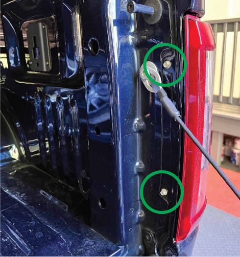 2021–2023 F-150 Morimoto Xb Tail-Light Installation Guide 6 Remove the two 8mm tail-light screws