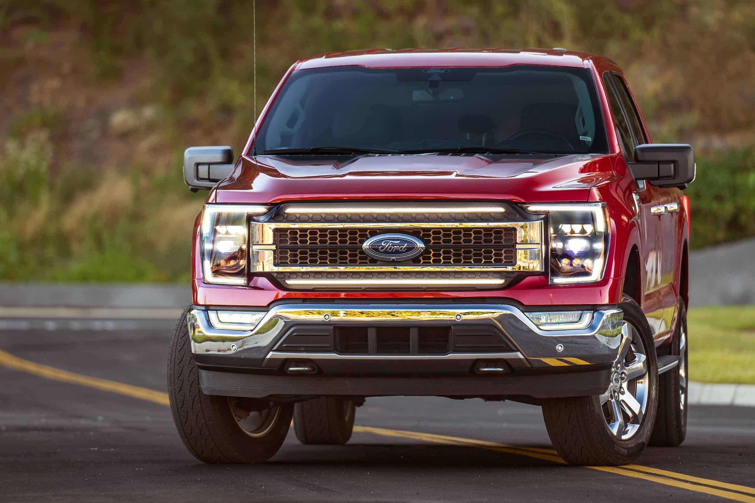 Morimoto Xbg Led Drl Grille For 2021–2023 Ford F-150 — Chrome / White 25 XBG grille installed on a supported F-150. Headlights are sold separately.