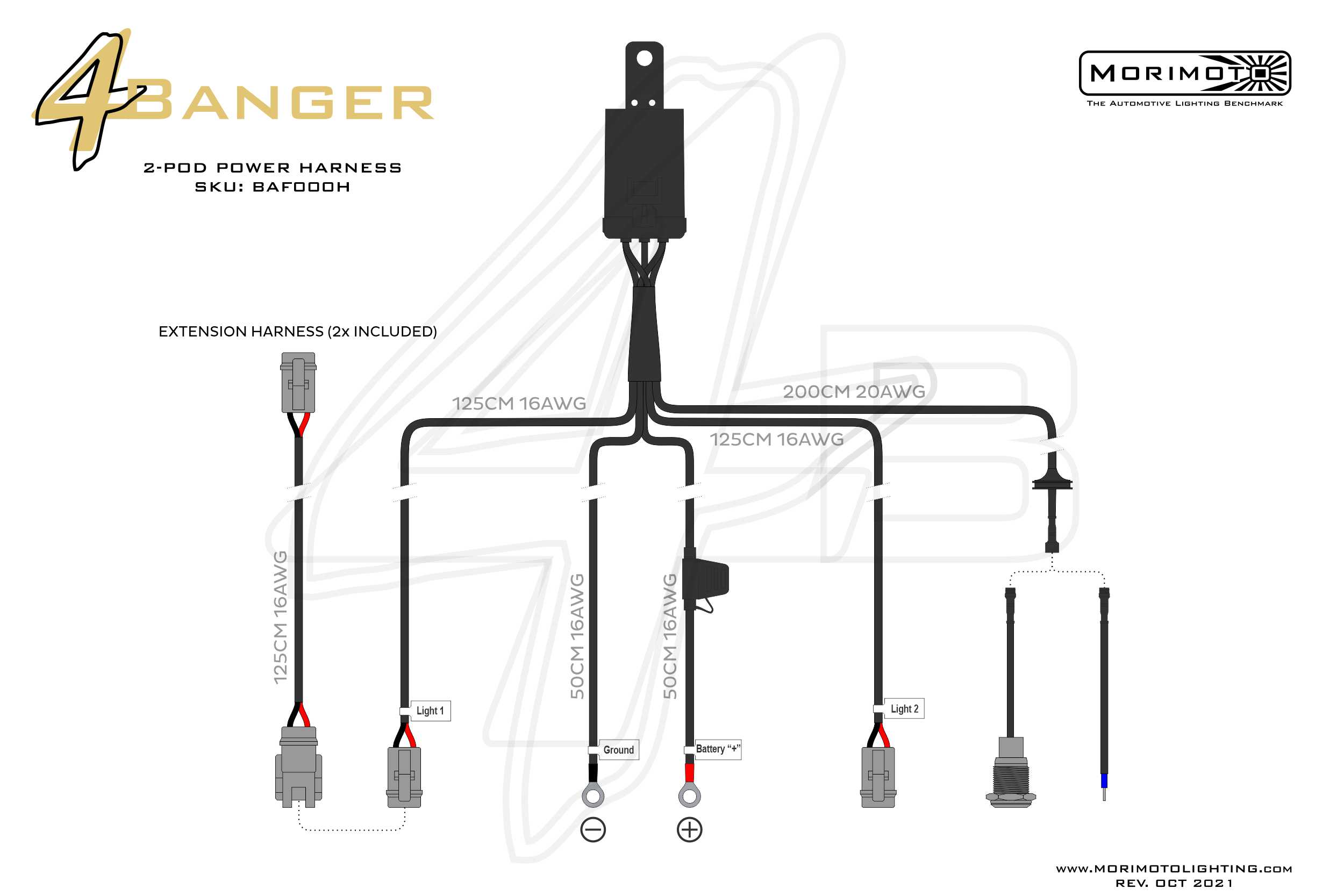 4Runner Banger Ditch-Light Preparation &Amp; Pod Assembly 7 Original BAF000H wiring diagram, revision October 2021. Check the supplied harness revision before installation.