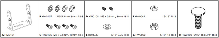 Polaris Rzr Pro Ss3 / Ss5 A-Pillar Installation Guide 34 Original SS5 U-bracket hardware key.