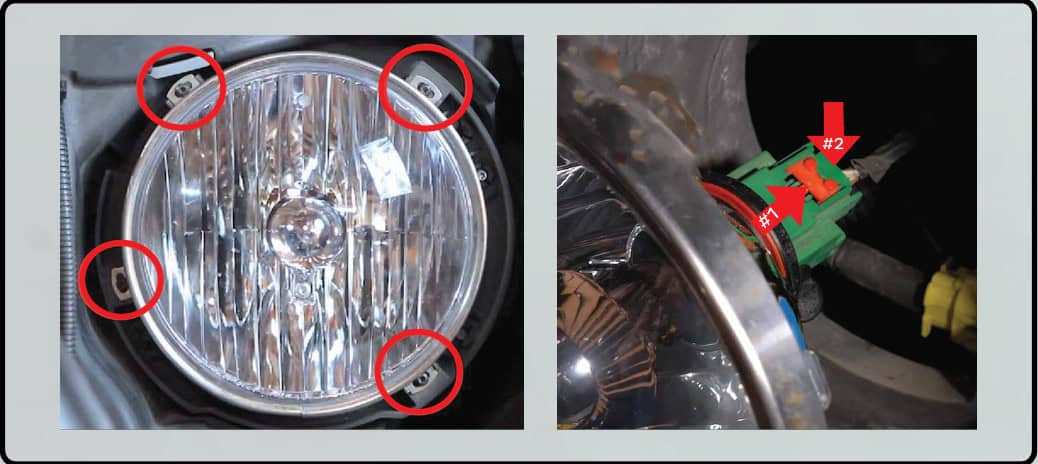 Jeep Jk Morimoto Sealed7 Headlight Installation 4 Trim-ring screws and factory connector