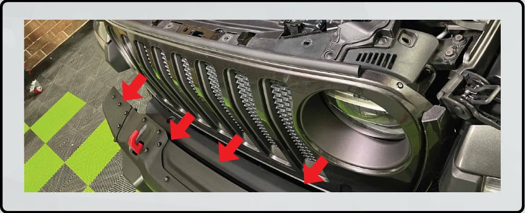 Jeep Jl / Jt Morimoto Super7 Headlight Installation 3 Release the lower grille clips