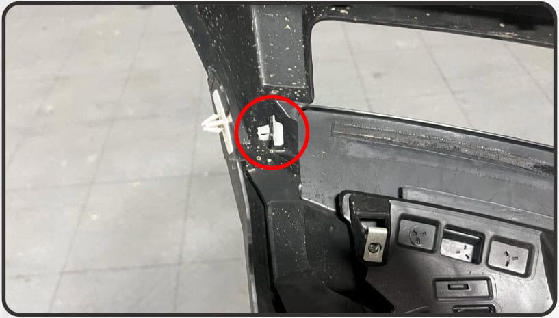 Jeep Jl/Jt Morimoto Xrgb Fender Chop Installation 10 White clip inside the original signal cavity.