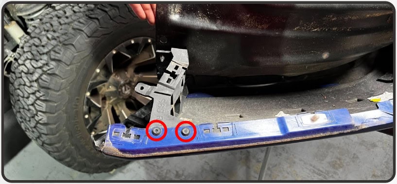 Jeep Jl/Jt Morimoto Xrgb Fender Chop Installation 12 Two plastic rivets retaining the lower rear brace.