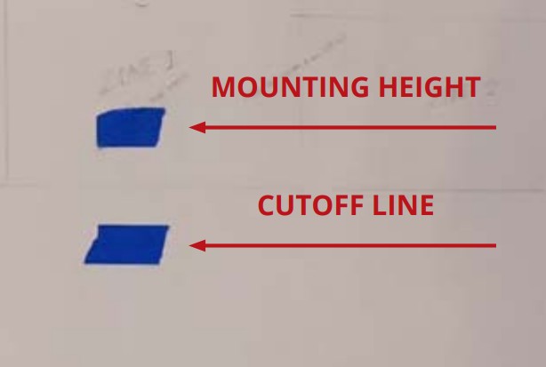 Jeep Ss3 Type M, Mr And Ms Fog Light Installation Guide 12 Mounting-height and cutoff-line marks on the wall.
