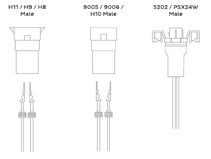 Morimoto Type M Fog Light Connector And Film Guide 1 Original connector drawings for H11/H9/H8, 9005/9006/H10 and 5202/PSX24W families.