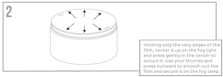 Morimoto Type M Fog Light Connector And Film Guide 3 Original film instruction: centre the film and smooth from the middle outward.
