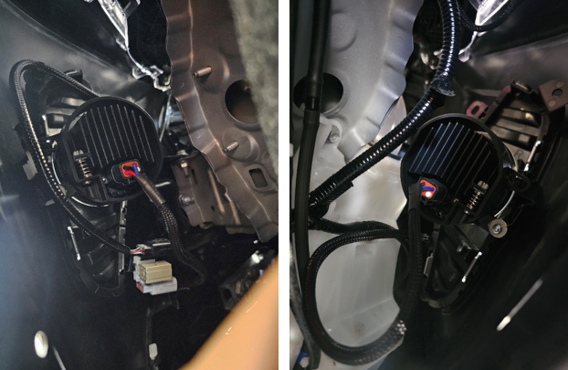 2019–2025 Toyota Rav4 Elite Add-On Fog-Light Installation Guide 17 Both Elite lamps installed and connected behind the bumper.