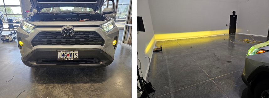 2019–2025 Toyota Rav4 Elite Add-On Fog-Light Installation Guide 18 Completed RAV4 fog-light installation and beam-aim example.