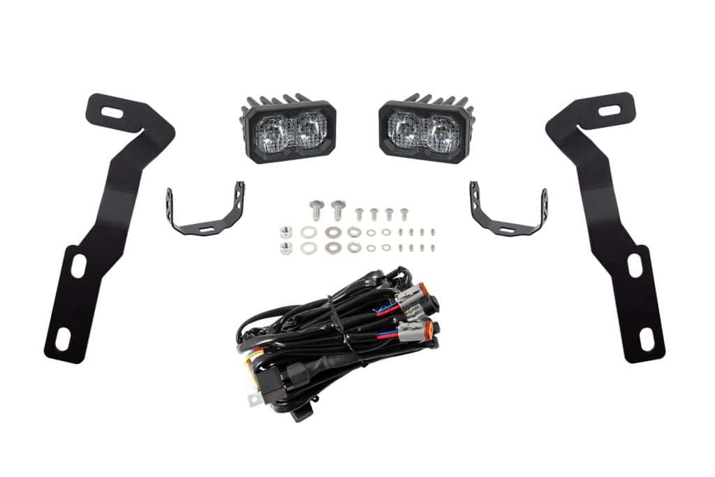 Diode Dynamics C2 2.0 Led Ditch Light Kit For 2016-2023 Toyota Tacoma 64 DD6376 C2 2.0 Sport White kit with Tacoma brackets and wiring.